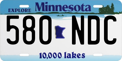 MN license plate 580NDC