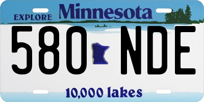 MN license plate 580NDE