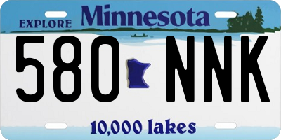 MN license plate 580NNK
