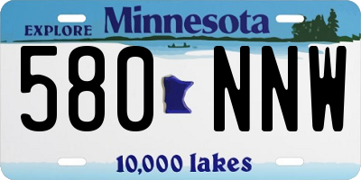 MN license plate 580NNW