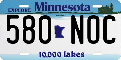 MN license plate 580NOC