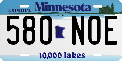 MN license plate 580NOE