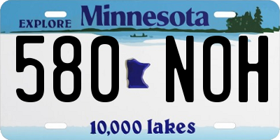 MN license plate 580NOH