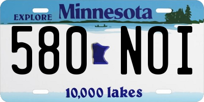 MN license plate 580NOI