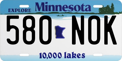 MN license plate 580NOK