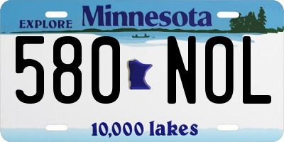 MN license plate 580NOL