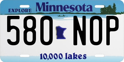 MN license plate 580NOP