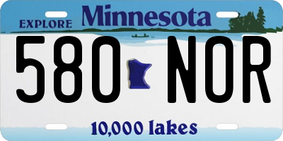 MN license plate 580NOR