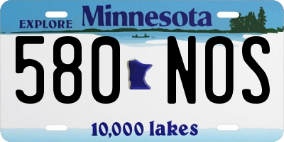 MN license plate 580NOS