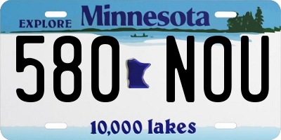 MN license plate 580NOU