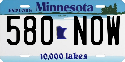 MN license plate 580NOW