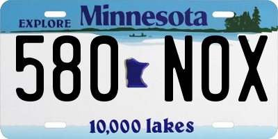 MN license plate 580NOX