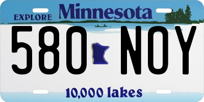 MN license plate 580NOY