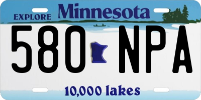MN license plate 580NPA