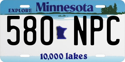 MN license plate 580NPC