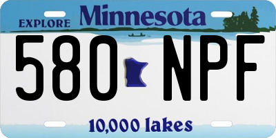 MN license plate 580NPF