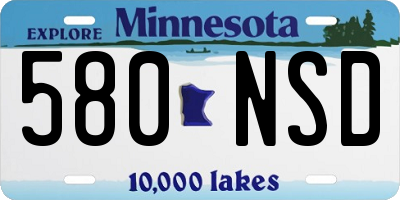 MN license plate 580NSD