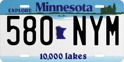 MN license plate 580NYM