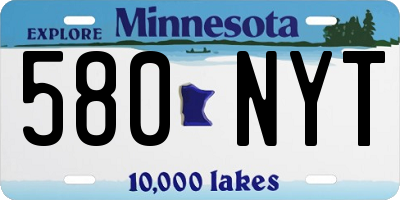 MN license plate 580NYT