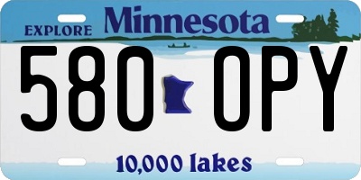 MN license plate 580OPY
