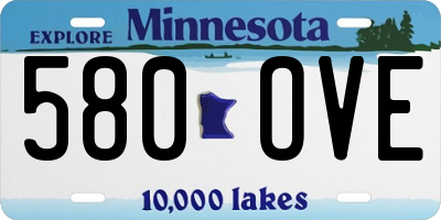 MN license plate 580OVE