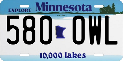 MN license plate 580OWL