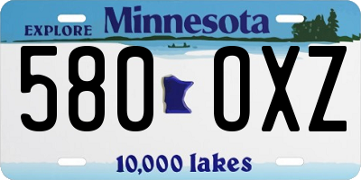 MN license plate 580OXZ