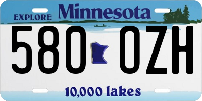 MN license plate 580OZH