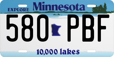 MN license plate 580PBF