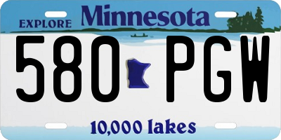 MN license plate 580PGW