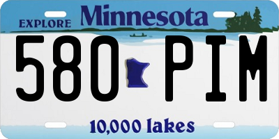 MN license plate 580PIM