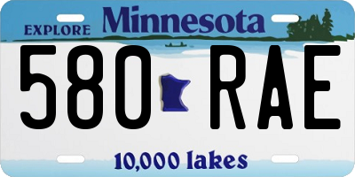 MN license plate 580RAE