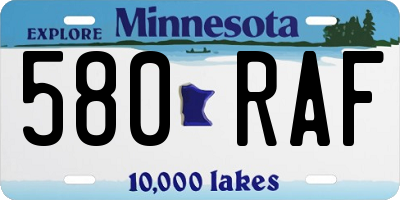 MN license plate 580RAF