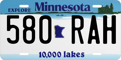 MN license plate 580RAH
