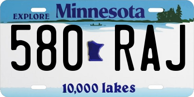 MN license plate 580RAJ