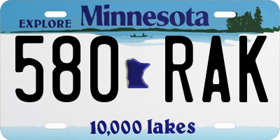 MN license plate 580RAK