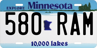 MN license plate 580RAM