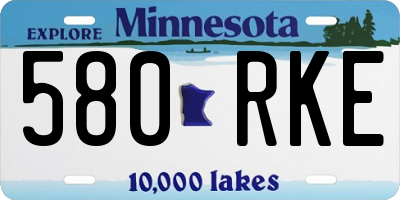 MN license plate 580RKE