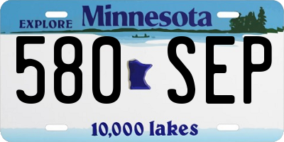 MN license plate 580SEP