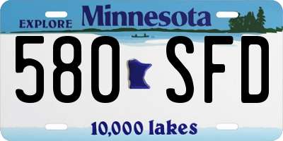 MN license plate 580SFD