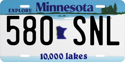MN license plate 580SNL