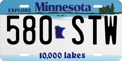 MN license plate 580STW