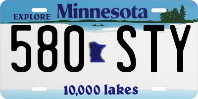 MN license plate 580STY