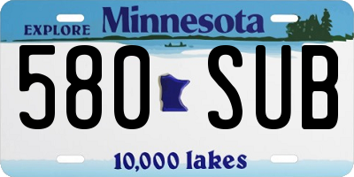 MN license plate 580SUB