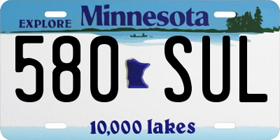MN license plate 580SUL