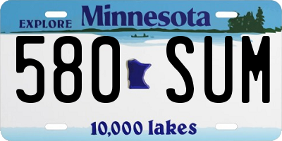 MN license plate 580SUM