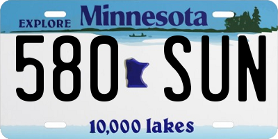 MN license plate 580SUN