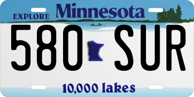 MN license plate 580SUR