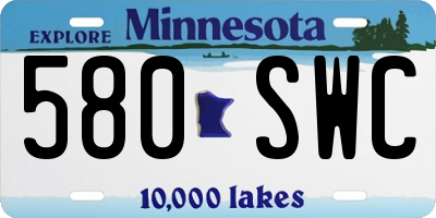 MN license plate 580SWC