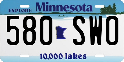 MN license plate 580SWO
